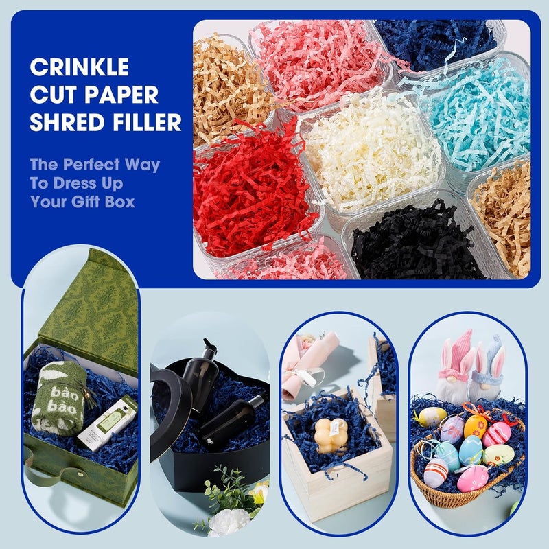 AODESTINY 2.2LBS Crinkle Cut Paper Shred Filler, Shredded Paper for Gift Bag Box Basket, Packing Grass Cushion Crinkle Shred Filler for Christmas Wedding Birthday Bridesmaid Engagement-Navy Blue - Image 4